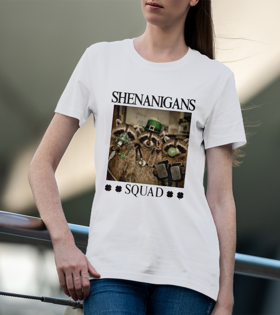 Shenanigans Squad Raccoons Funny Saint Patricks Day T-Shirt