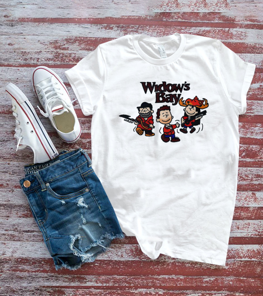 Widow's Bay Cartoon Characters With Bold Outfits And Musical Instruments T-Shirt