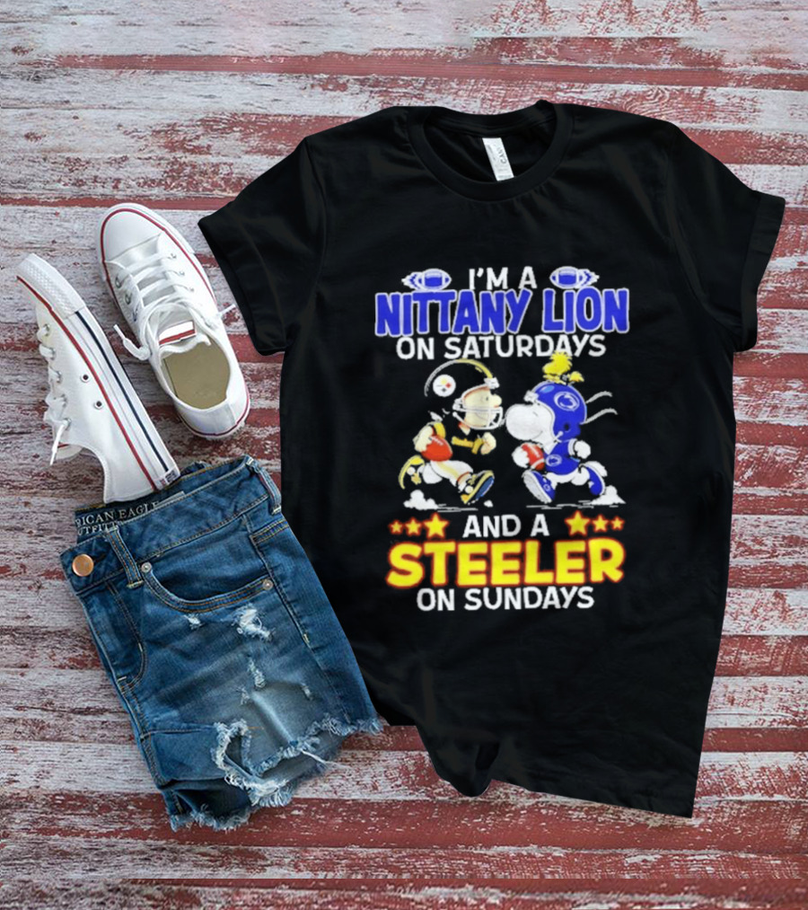 I'm A Nittany Lion On Saturdays And A Steeler On Sundays Football Peanuts Charlie Brown And Snoopy T-Shirt