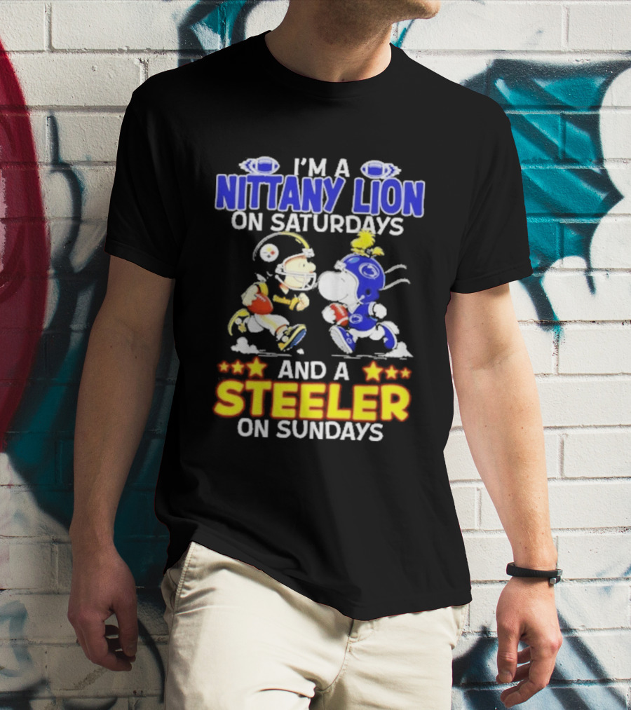I'm A Nittany Lion On Saturdays And A Steeler On Sundays Football Peanuts Charlie Brown And Snoopy T-Shirt