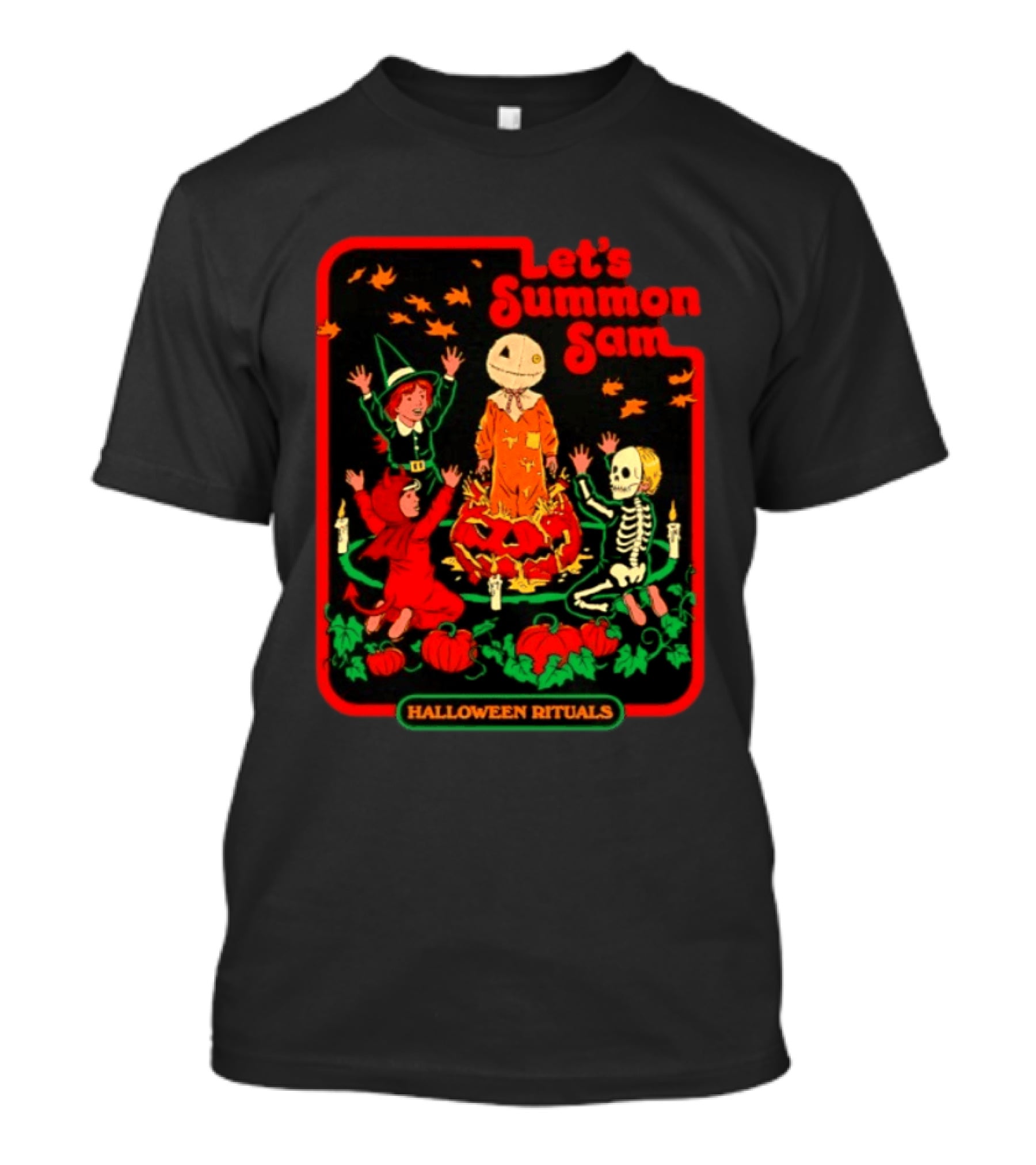 Let's Summon Sam Halloween Rituals Trick R Treat Pumpkin Skeleton Witch Magic T-Shirt