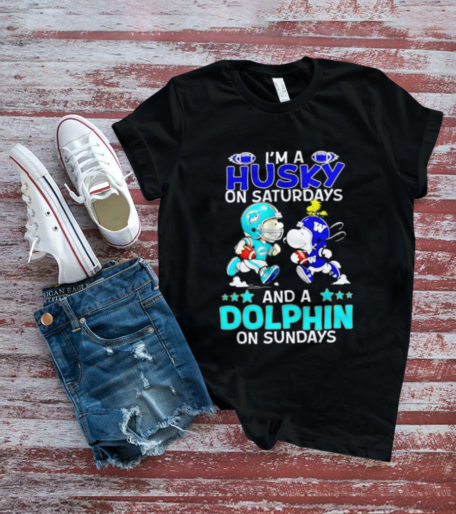 I'm A Husky On Saturdays And A Dolphin On Sundays Peanuts Characters Football T-Shirt