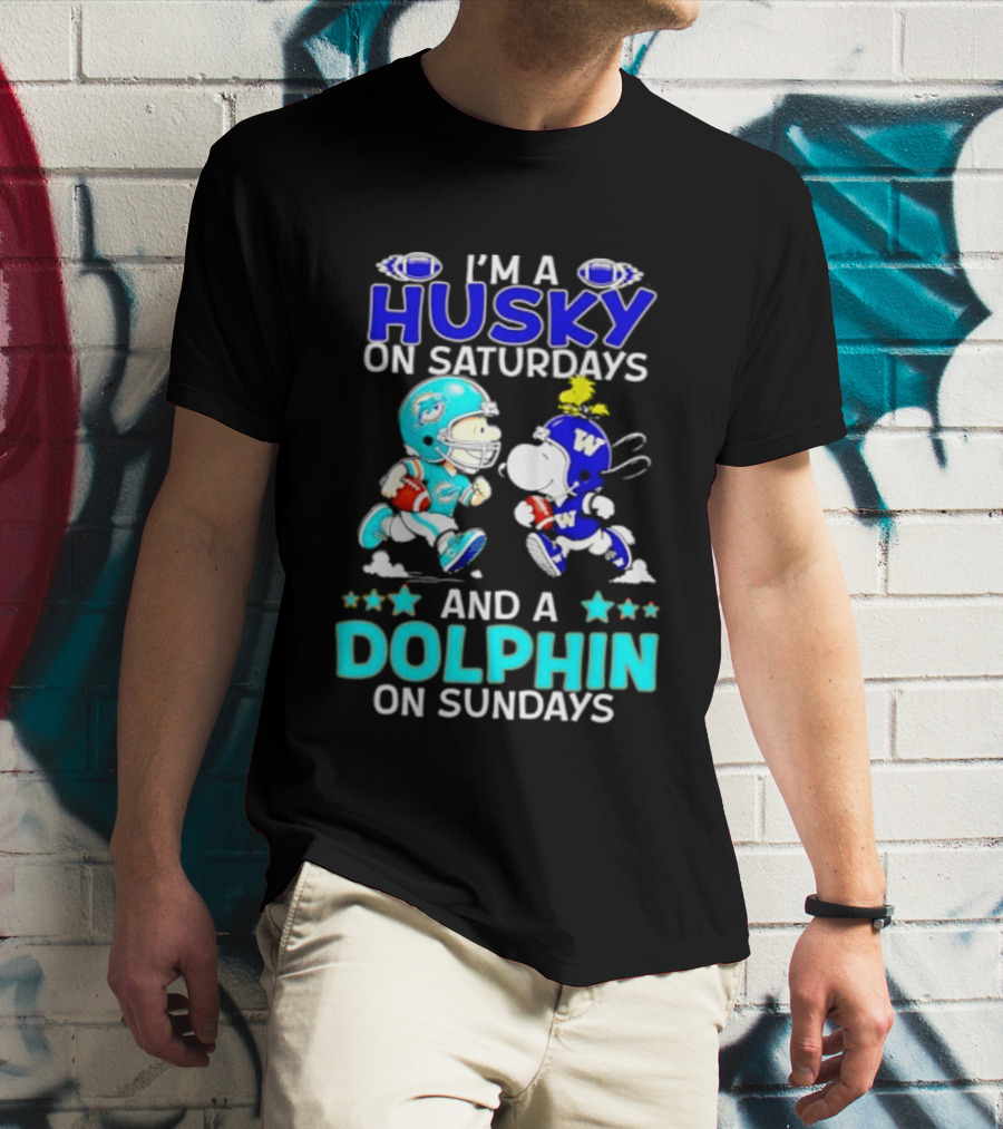I'm A Husky On Saturdays And A Dolphin On Sundays Peanuts Characters Football T-Shirt