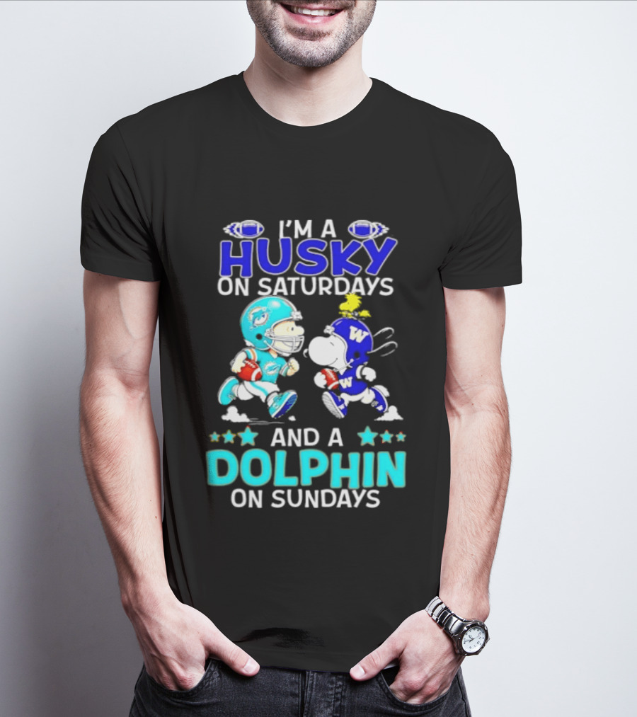 I'm A Husky On Saturdays And A Dolphin On Sundays Peanuts Characters Football T-Shirt