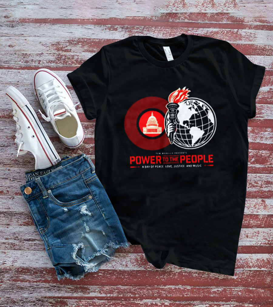 Power To The People 2026 Columbia MD October 3 Merriweather Post Pavilion Peace Love Justice And Music Capitol Building Torch Globe T-Shirt