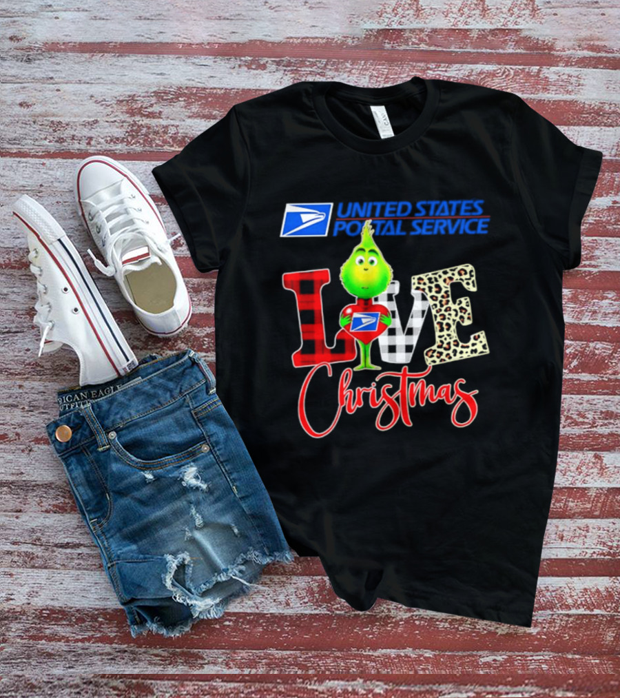 United States Postal Service Grinch Love Christmas T-Shirt