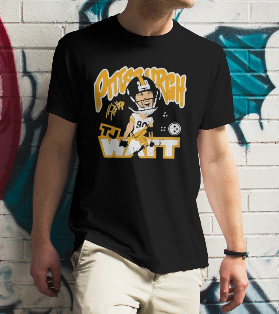 Pittsburgh TJ Watt 90 Cartoon Scream Steelers T-Shirt