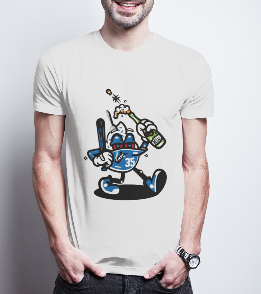 Cody Bellinger 35 Belli Champagne Celebration Baseball Cartoon T-Shirt