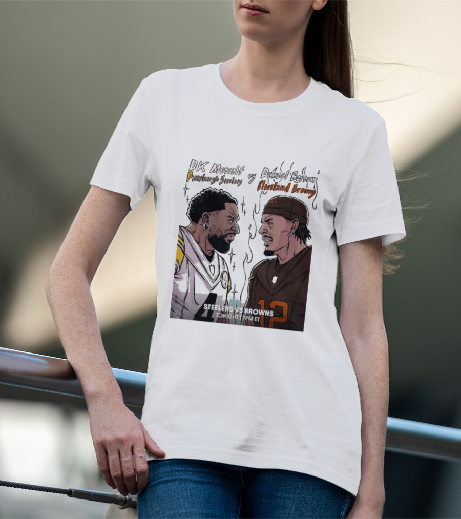 DK Metcalf Pittsburgh Steelers Vs Denzel Boston Cleveland Browns Steelers Vs Browns T-Shirt