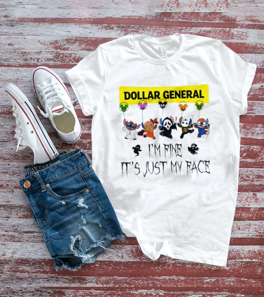 Dollar General Stitch Halloween 2026 I'm Fine It's Just My Face T-Shirt