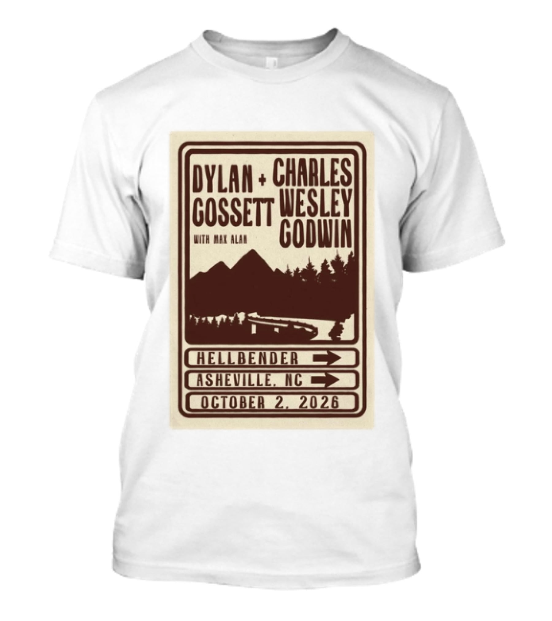 Dylan Gossett Charles Wesley Godwin Concert Hellbender Asheville NC October 2 2026 T-Shirt