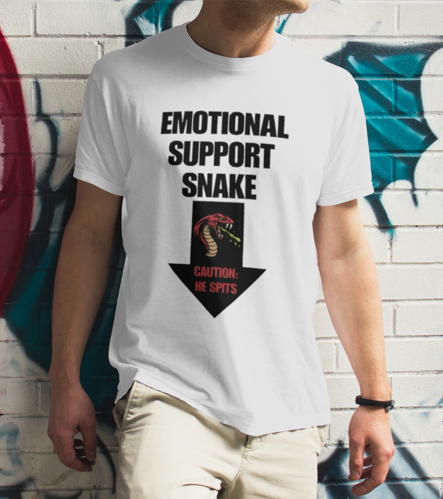 Emotional Support Snake Caution He Spits Arrow T-Shirt