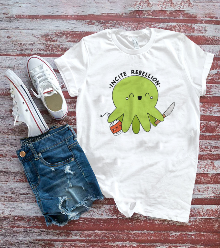 Incite Rebellion Octopus Knife Molotov Cocktail T-Shirt