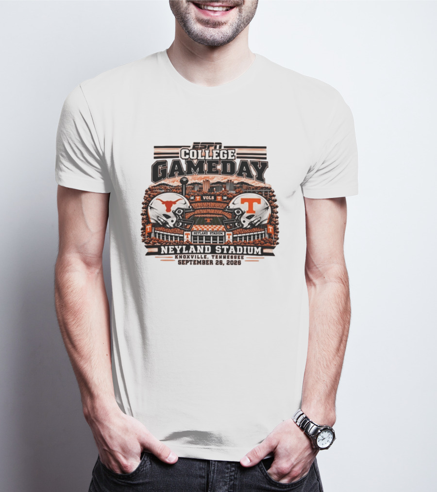 ESPN College GameDay Tennessee Volunteers Vs Texas Longhorns Neyland Stadium Knoxville September 26 2026 T-Shirt