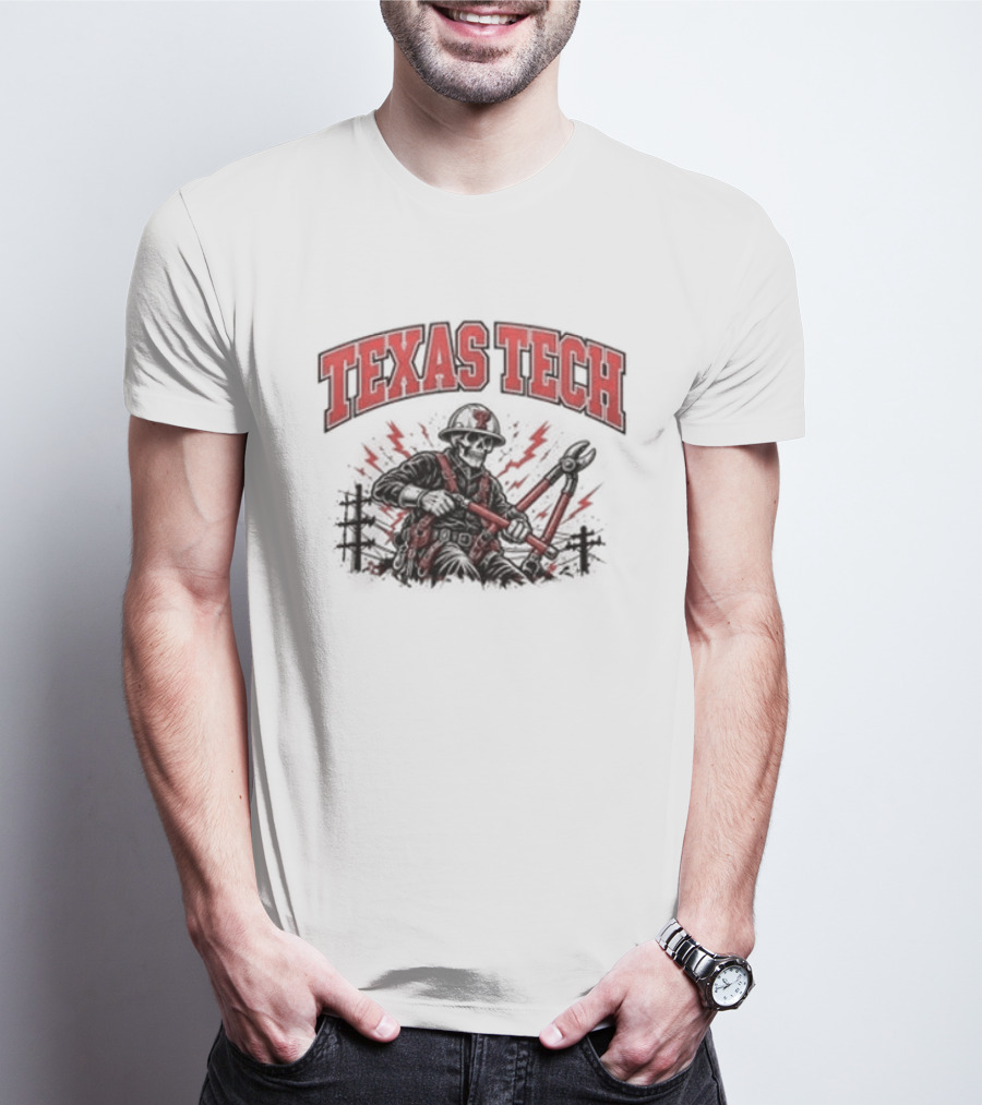 Texas Tech Red Raiders Lineman Halloween 2026 Football Spooky Skeleton T-Shirt