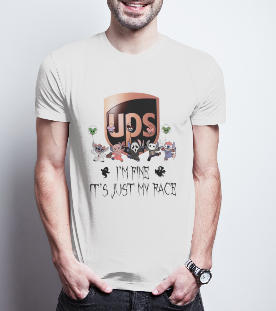 UPS X Stitch Halloween 2026 I'm Fine It's Just My Face T-Shirt