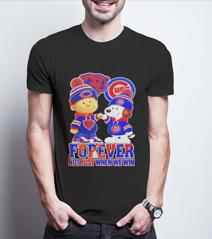 Charlie Brown Snoopy Fist Bump Chicago Bears Cubs Forever Not Just When We Win Football T-Shirt