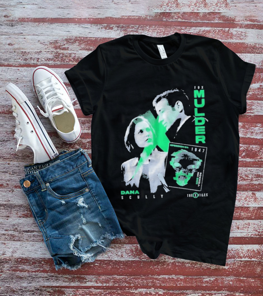 Fox Mulder Dana Scully The X Files 1997 Skull Print T-Shirt