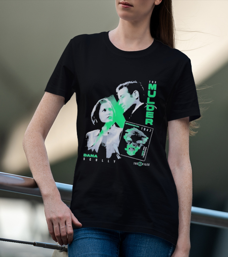 Fox Mulder Dana Scully The X Files 1997 Skull Print T-Shirt