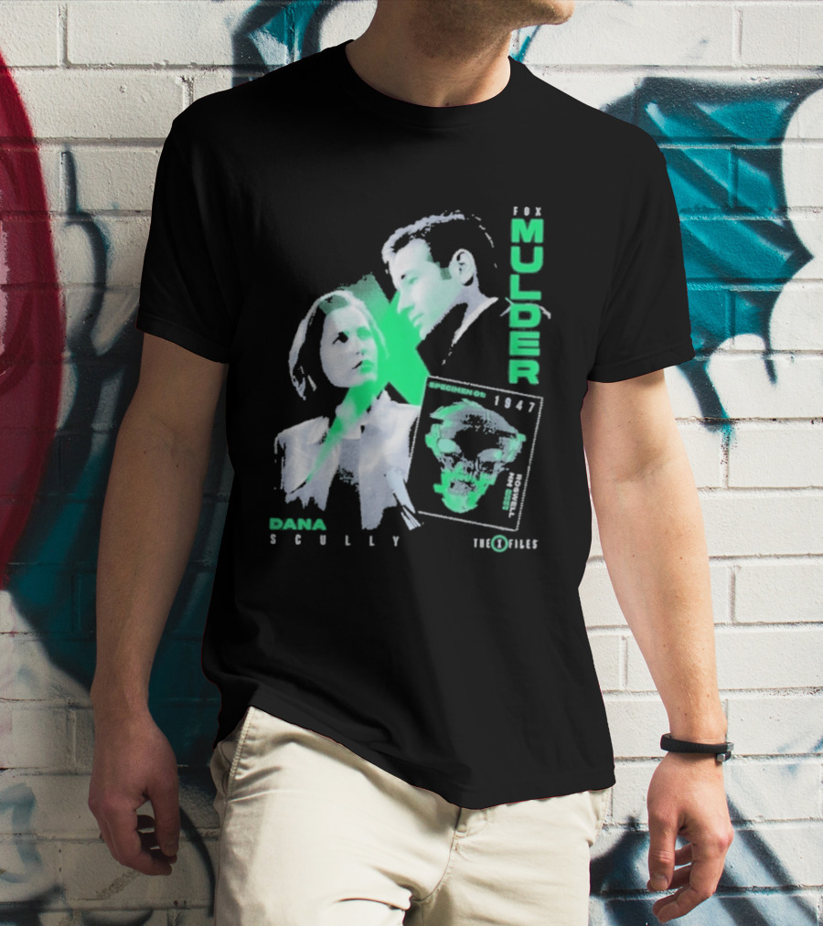 Fox Mulder Dana Scully The X Files 1997 Skull Print T-Shirt