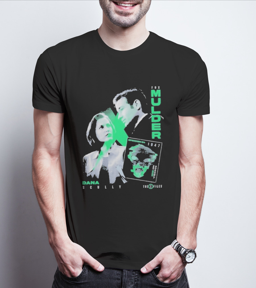 Fox Mulder Dana Scully The X Files 1997 Skull Print T-Shirt