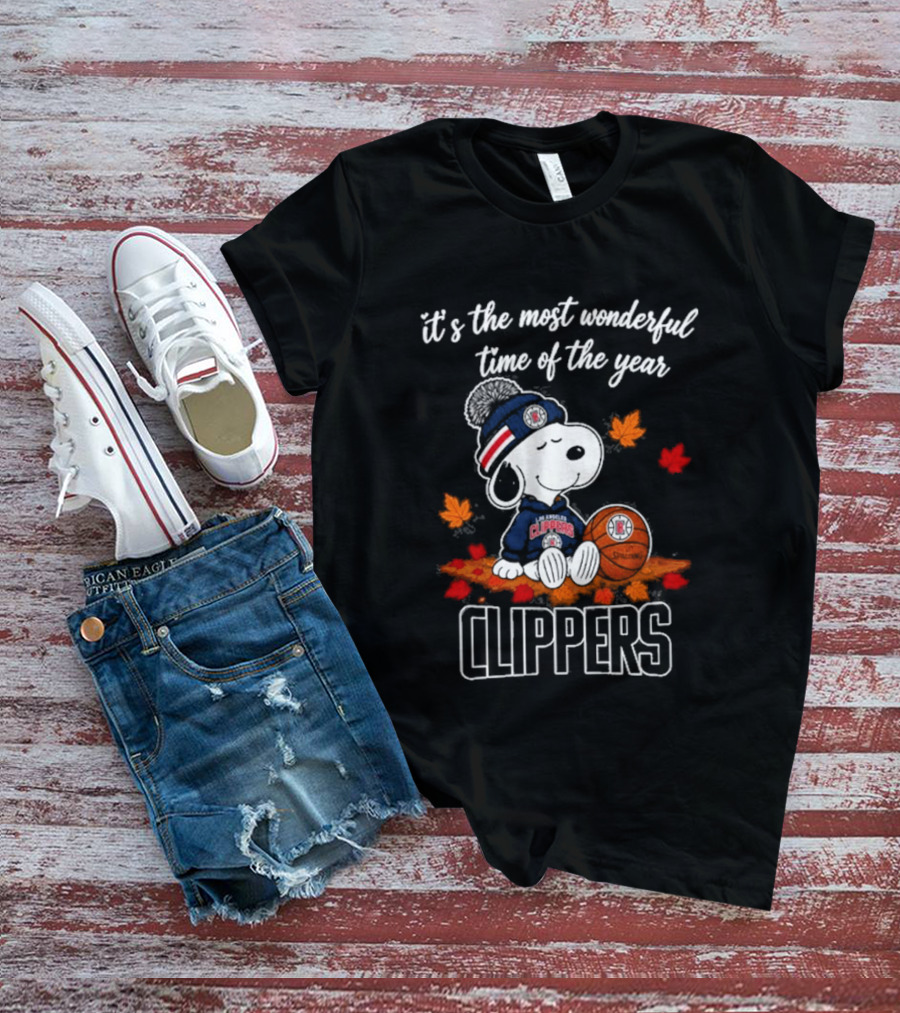 Los Angeles Clippers Snoopy Autumn Football Most Wonderful Time Of The Year T-Shirt