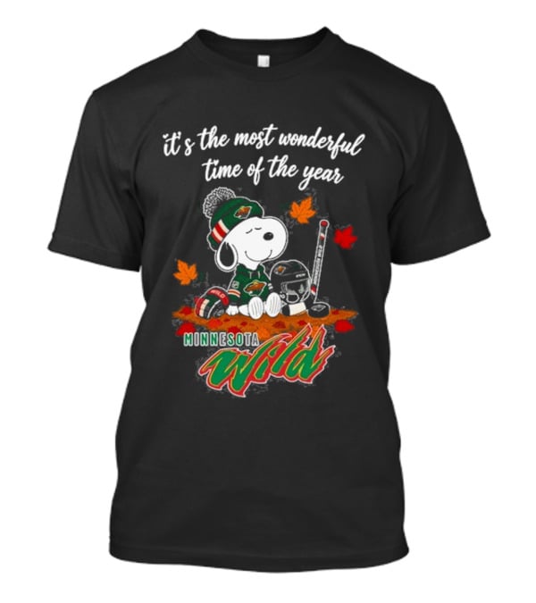 Minnesota Wild Snoopy Autumn Football Most Wonderful Time Of The Year T-Shirt