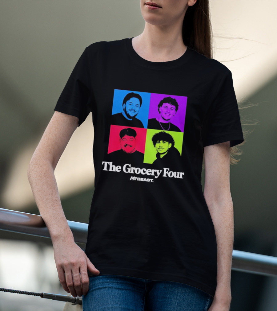 MrBeast Grocery Four Pop Art Style Colorful Portraits T-Shirt
