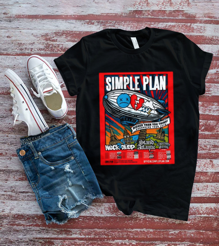 SIMPLE PLAN Bigger Than You Think Europe And UK Tour 2026 Featuring Neck Deep Stand Atlantic Charlotte Sands T-Shirt