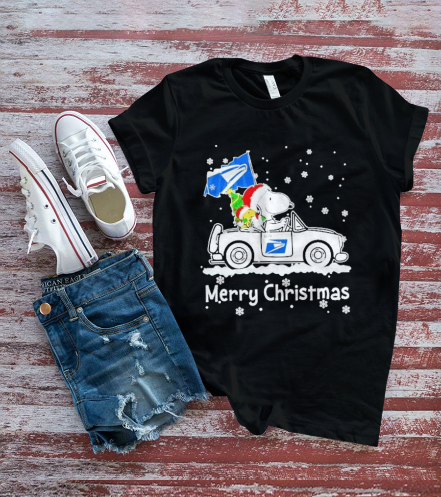 United States Postal Service Snoopy Woodstock Car Merry Christmas 2026 T-Shirt