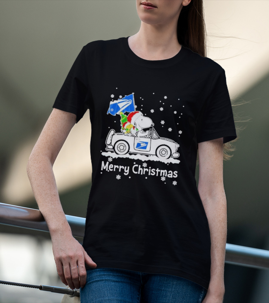 United States Postal Service Snoopy Woodstock Car Merry Christmas 2026 T-Shirt