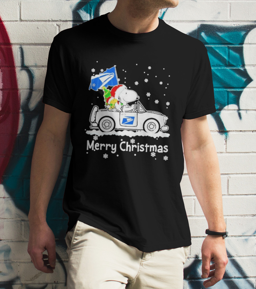 United States Postal Service Snoopy Woodstock Car Merry Christmas 2026 T-Shirt