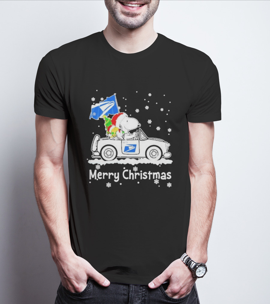 United States Postal Service Snoopy Woodstock Car Merry Christmas 2026 T-Shirt