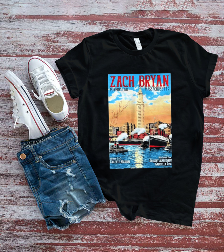 Zach Bryan Foxborough Massachusetts Gillette Stadium October 2 3 2026 Gregory Alan Isakov Gabriella Rose T-Shirt