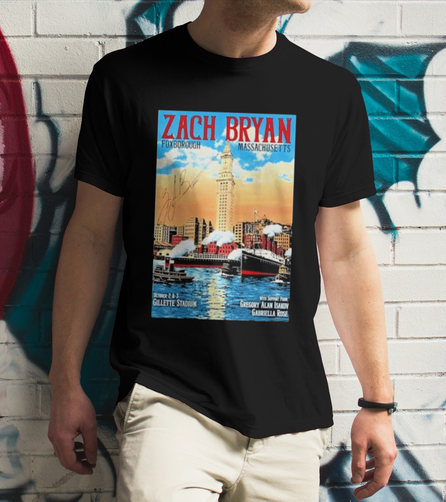 Zach Bryan Foxborough Massachusetts Gillette Stadium October 2 3 2026 Gregory Alan Isakov Gabriella Rose T-Shirt