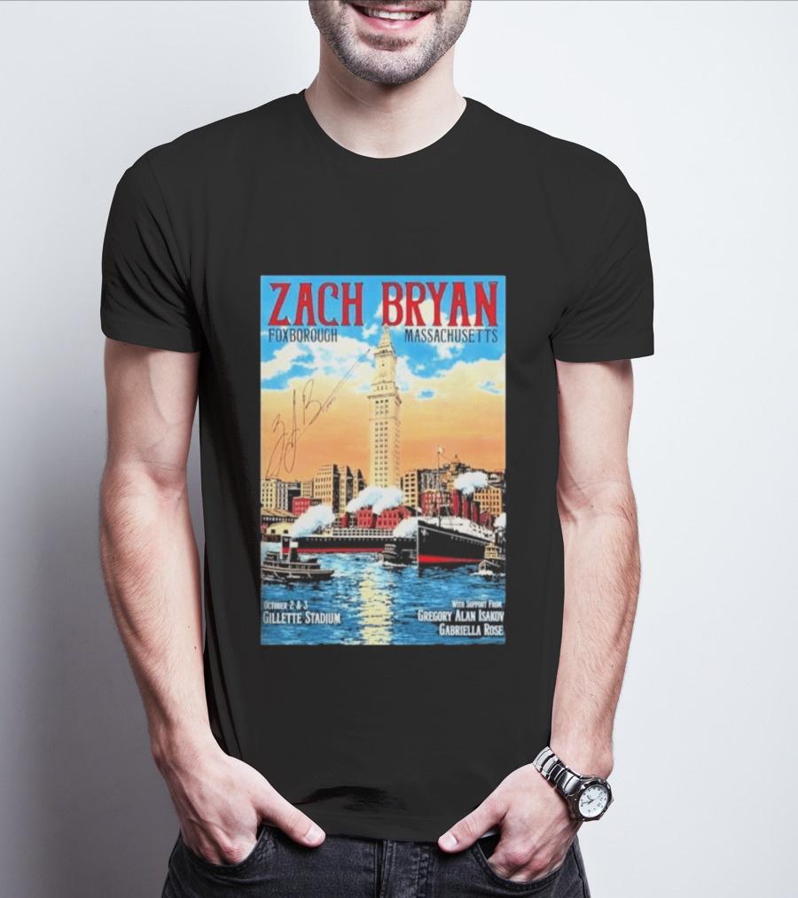 Zach Bryan Foxborough Massachusetts Gillette Stadium October 2 3 2026 Gregory Alan Isakov Gabriella Rose T-Shirt