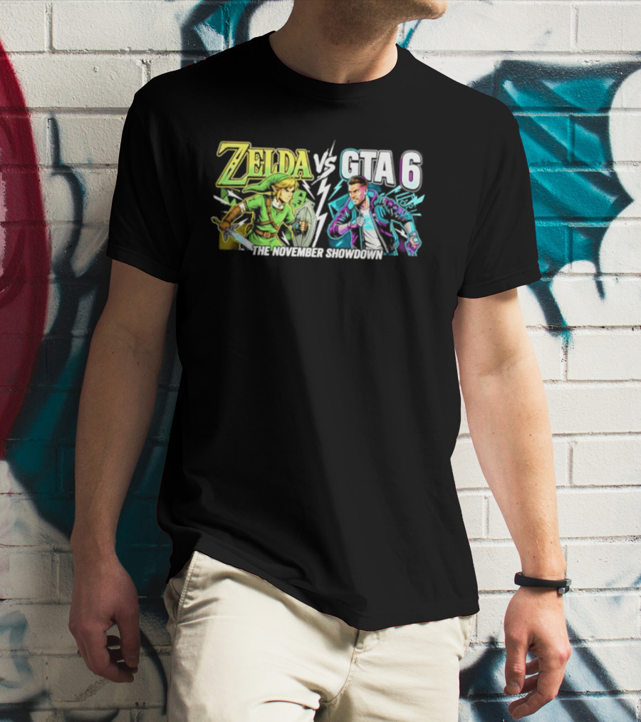 Zelda Vs GTA 6 The November Showdown Gaming Epic Clash T-Shirt
