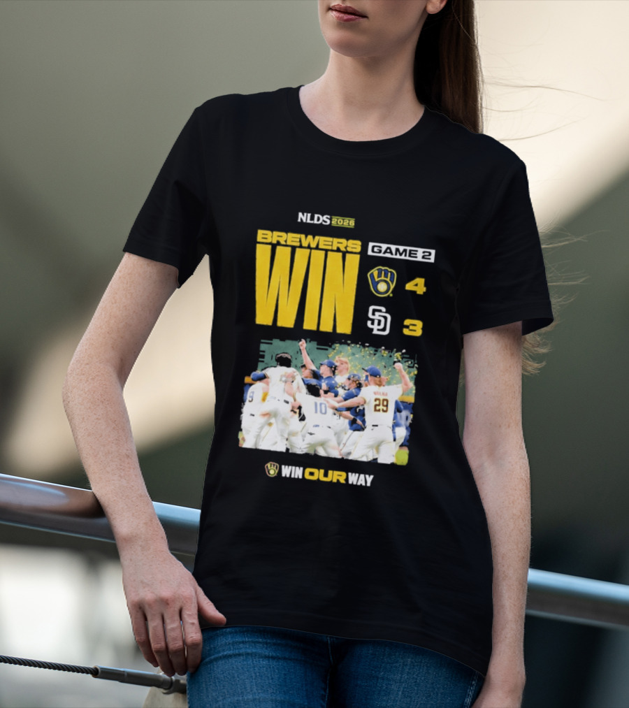 NLDS 2026 Brewers Win Game 2 Win Our Way 4 3 Victory Celebration T-Shirt