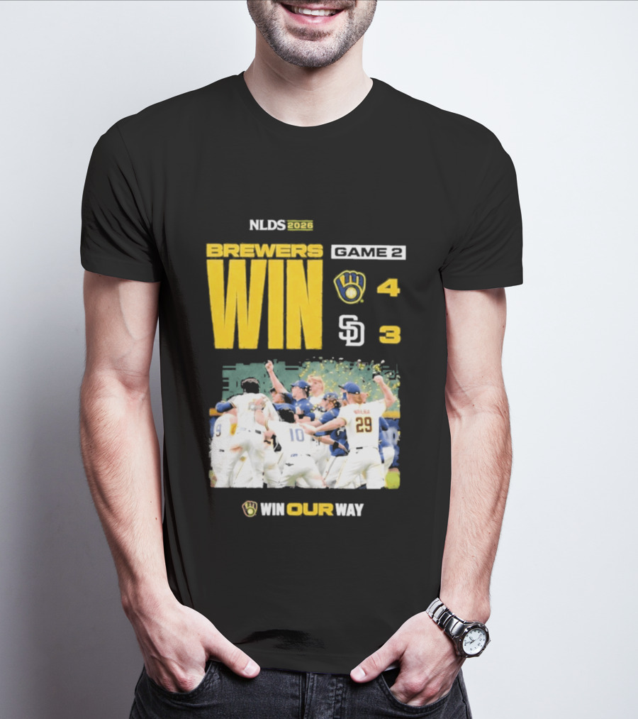 NLDS 2026 Brewers Win Game 2 Win Our Way 4 3 Victory Celebration T-Shirt