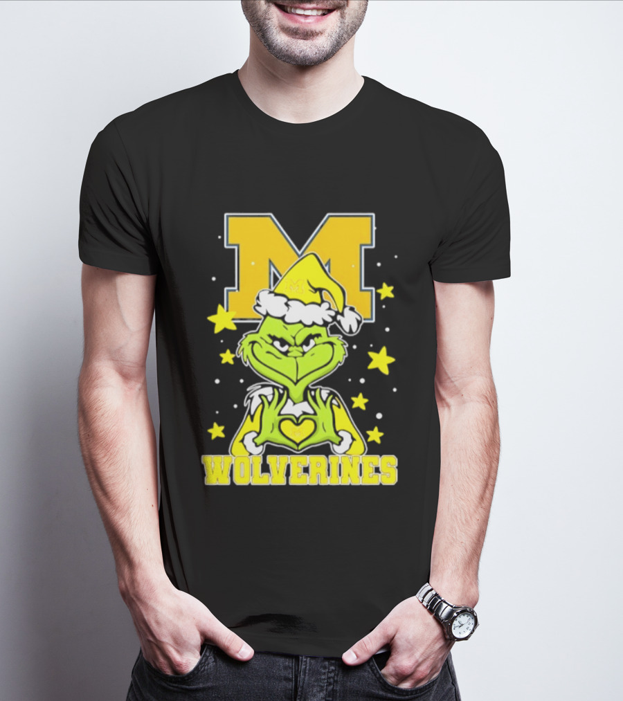 Michigan Wolverines Grinch Love Hands Christmas Football 2026 T-Shirt
