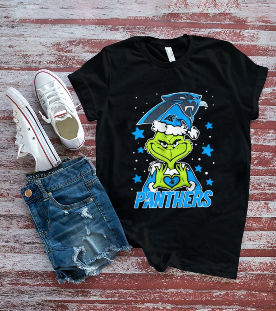 Carolina Panthers Grinch Love Hands Christmas 2026 Football Magic T-Shirt