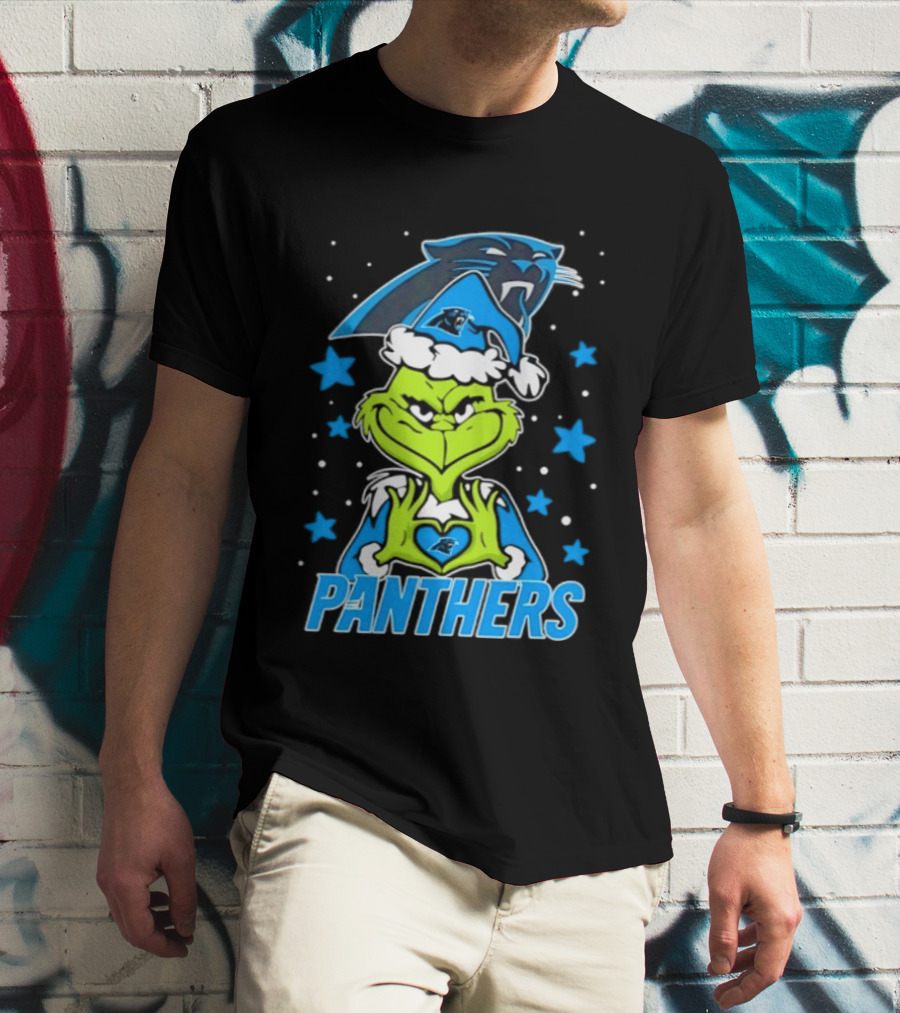 Carolina Panthers Grinch Love Hands Christmas 2026 Football Magic T-Shirt