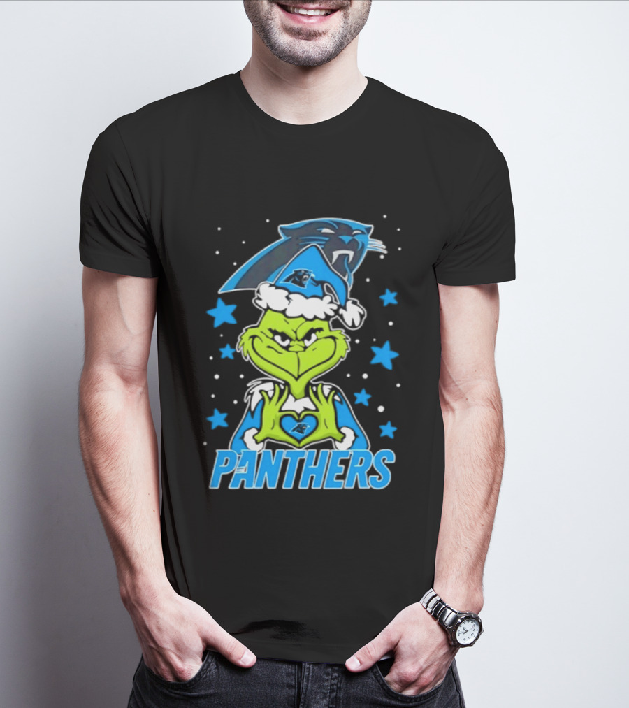 Carolina Panthers Grinch Love Hands Christmas 2026 Football Magic T-Shirt