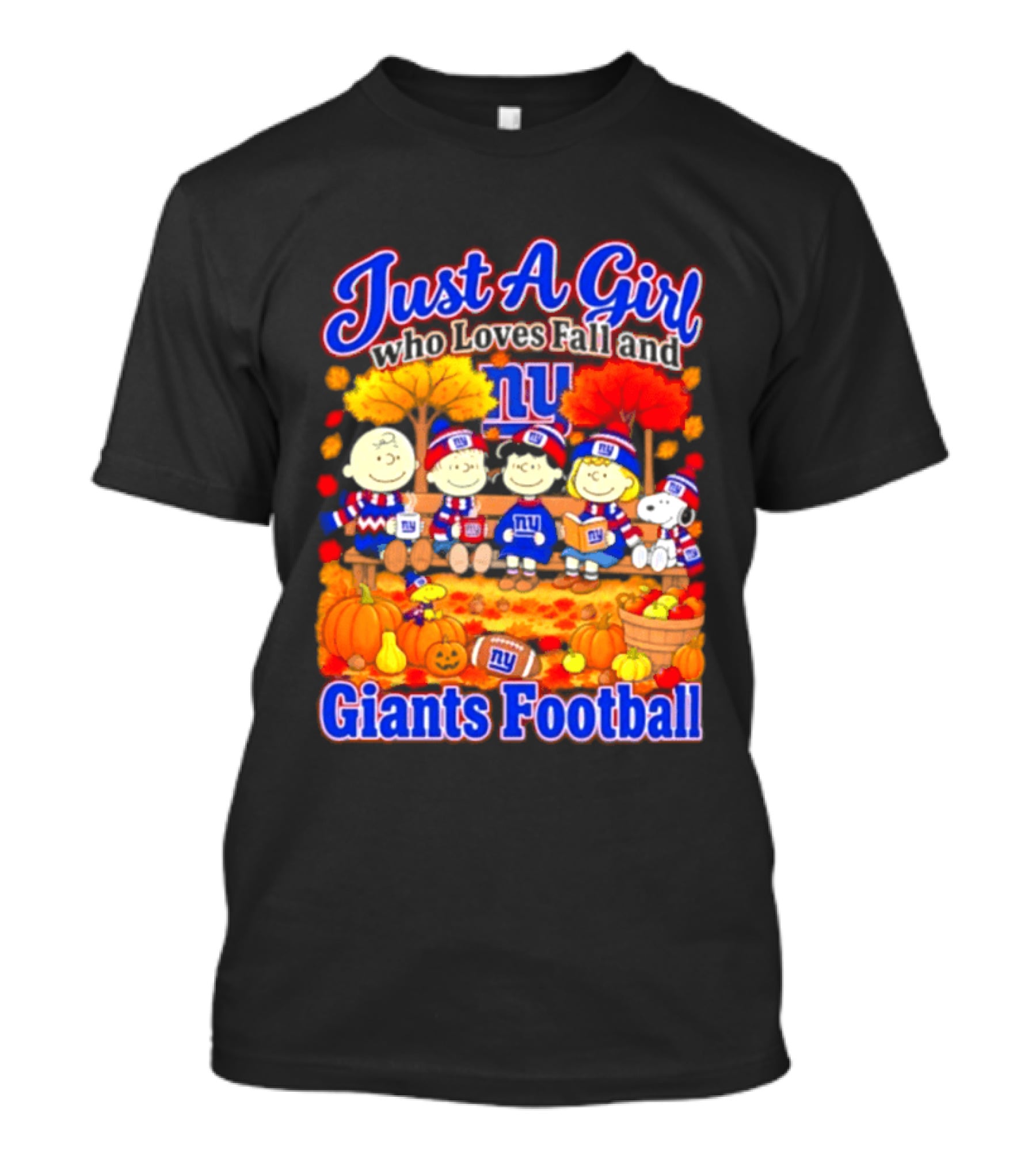 Just A Girl Who Loves Fall And Giants Football New York Peanuts Christmas T-Shirt