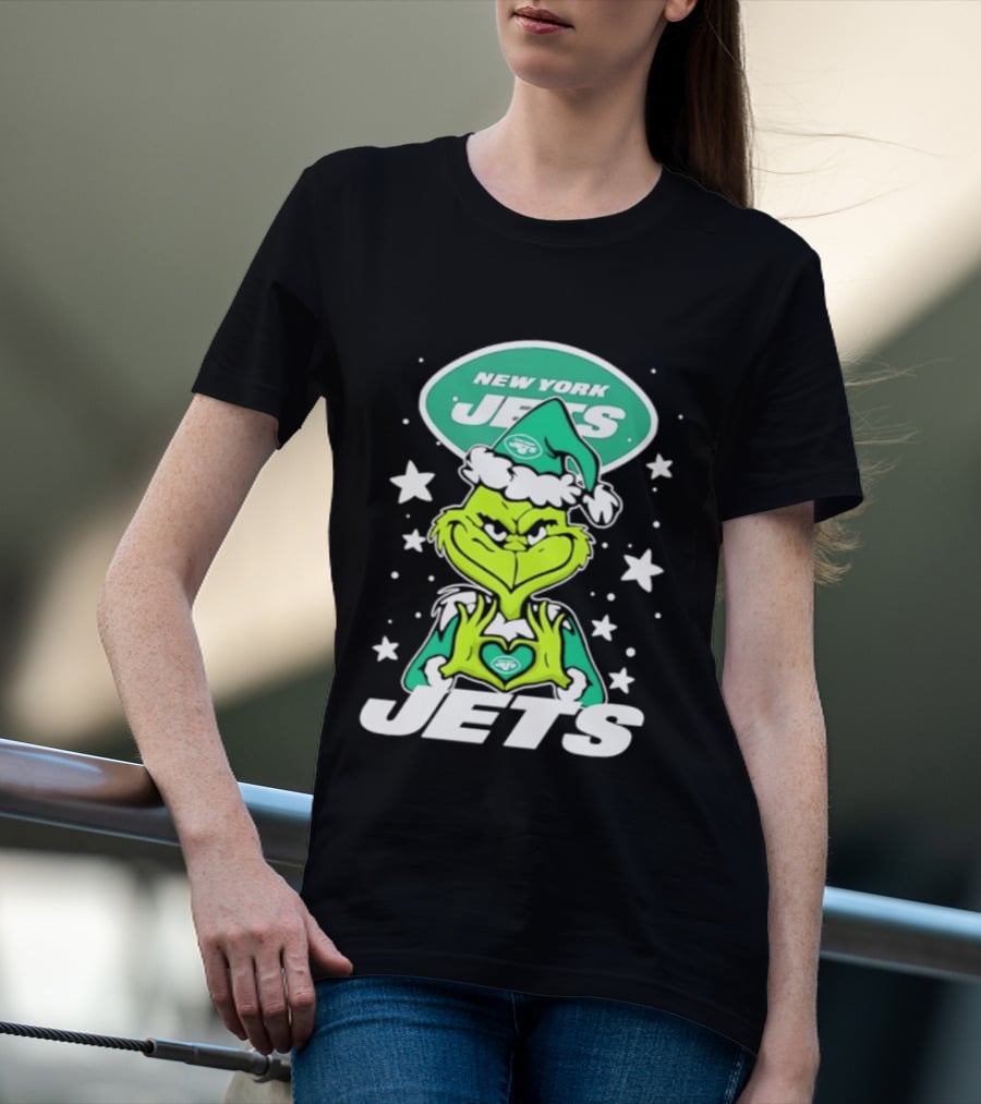 New York Jets Grinch Christmas 2026 Football Love Hands T-Shirt
