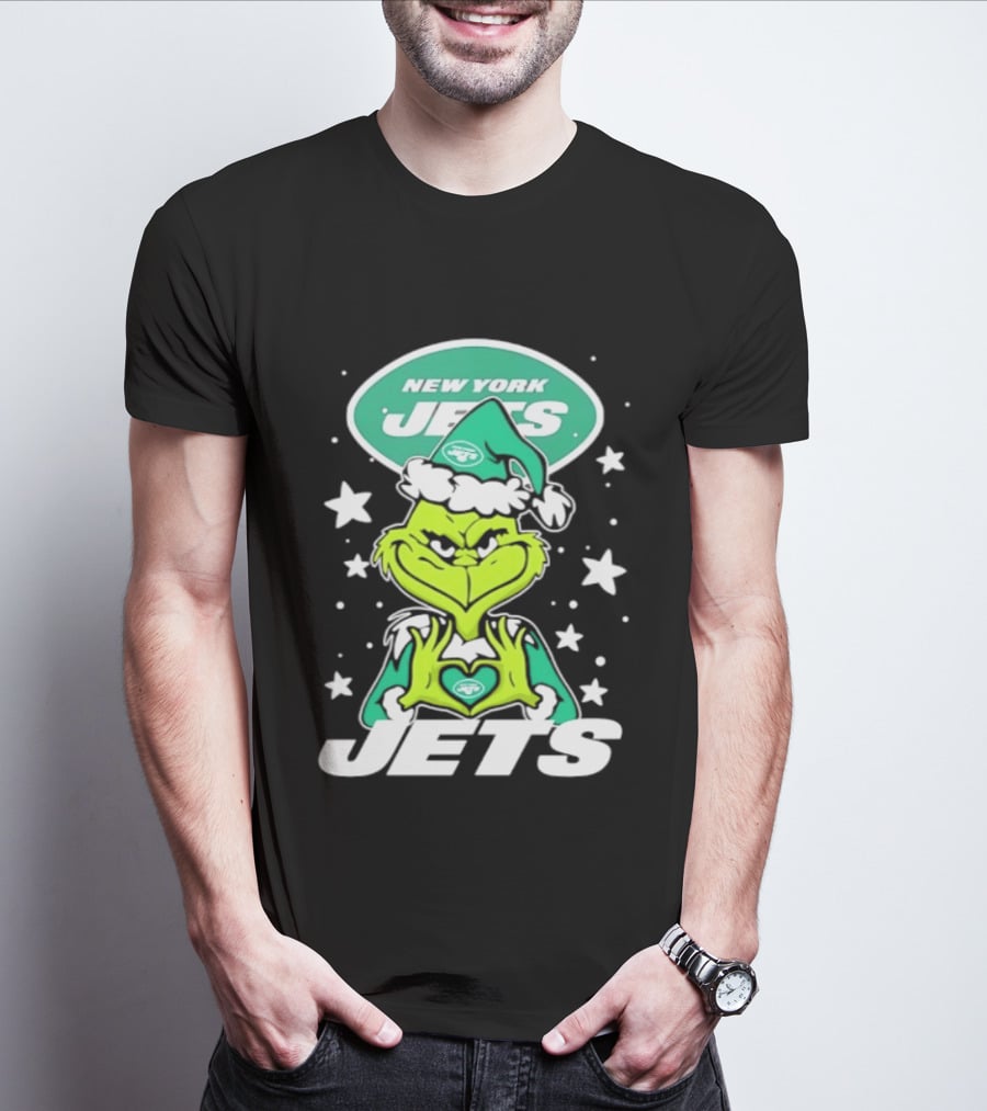 New York Jets Grinch Christmas 2026 Football Love Hands T-Shirt