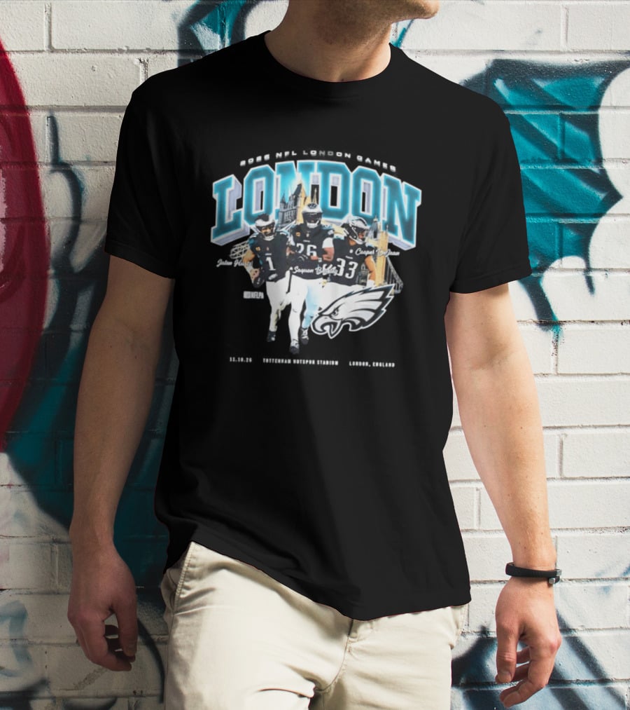 Philadelphia Eagles 2026 London International Games Saquon Barkley Jalen Hurts Eagles T-Shirt