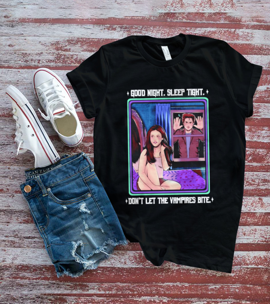 Good Night Sleep Tight Don't Let The Vampires Bite Twilight Bedroom Scene T-Shirt