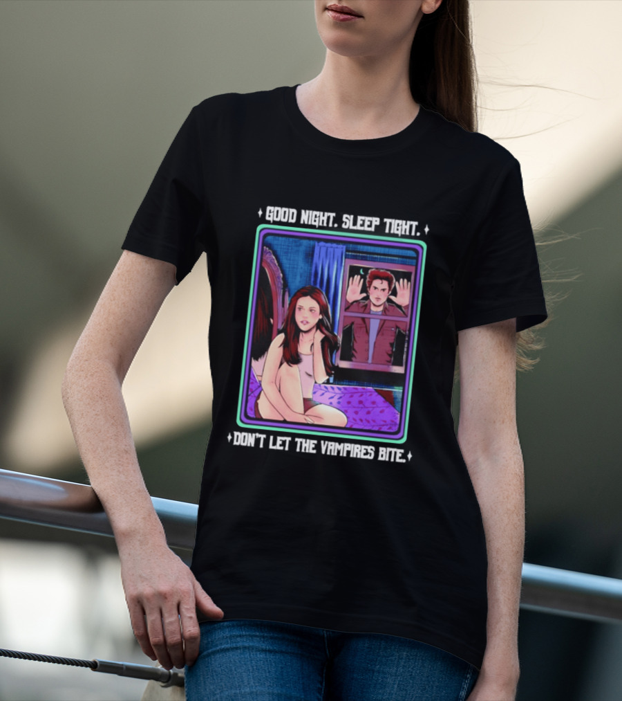 Good Night Sleep Tight Don't Let The Vampires Bite Twilight Bedroom Scene T-Shirt