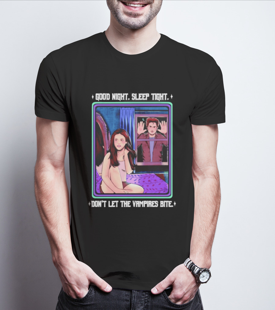 Good Night Sleep Tight Don't Let The Vampires Bite Twilight Bedroom Scene T-Shirt